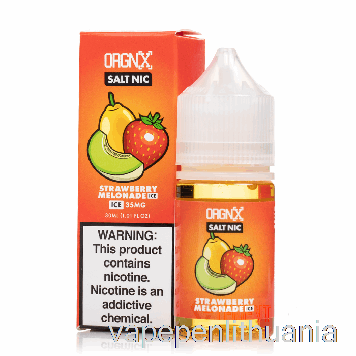 Ledinis Braškių Melonadas - Orgnx Druskos - 30 Ml 35 Mg Vape Skysčio